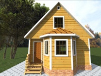 Дом из бруса 6х6 | Одноэтажные с мансардой деревянные садовые домики с эркером 6х6