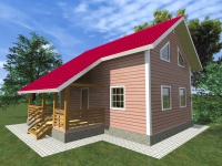 Дом из бруса 6х9 | Полутороэтажные деревянные дома и коттеджи с террасой 6х9